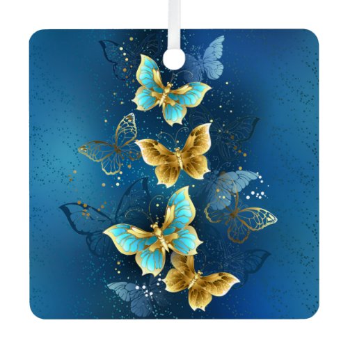 Golden butterflies metal ornament