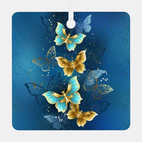 Golden butterflies metal ornament