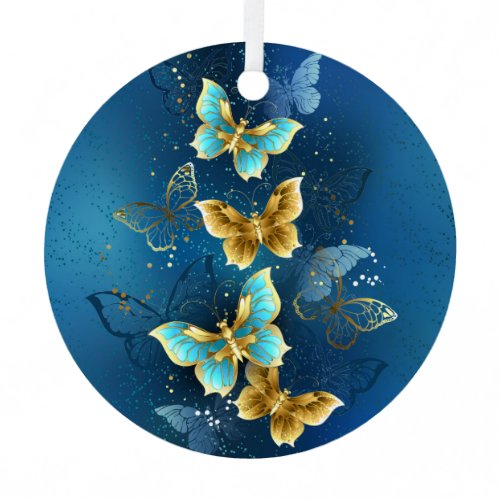 Golden butterflies metal ornament