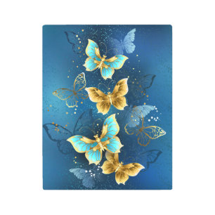 Golden butterflies metal print
