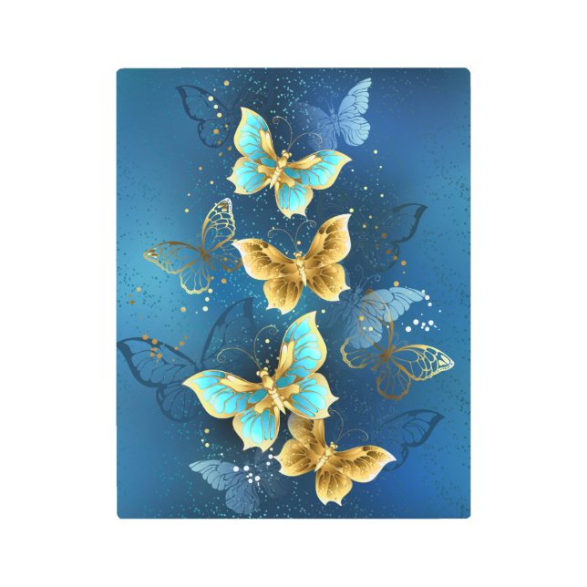 Golden butterflies metal print (Front)