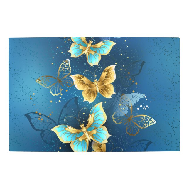 Golden butterflies metal print (Front)