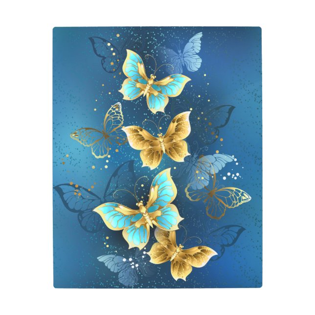 Golden butterflies metal print (Front)