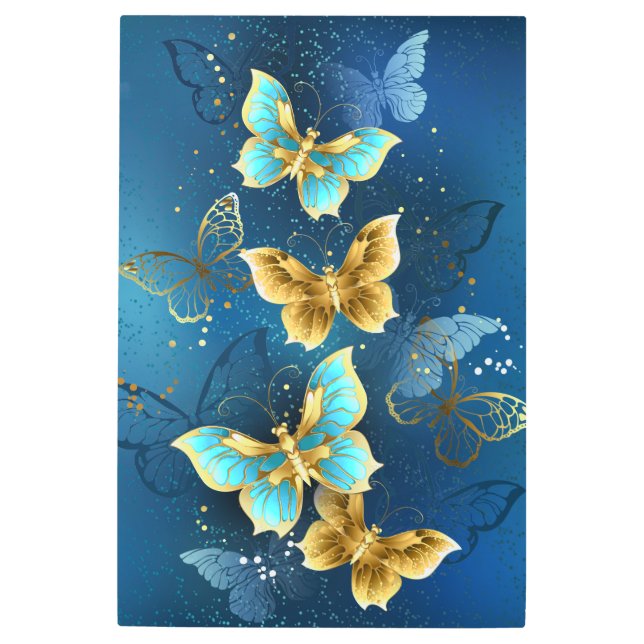 Golden butterflies metal print (Front)