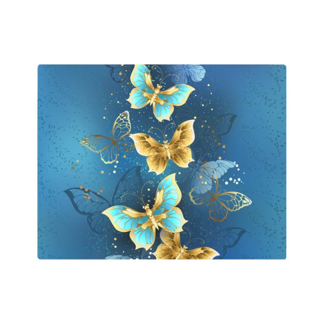 Golden butterflies metal print (Front)