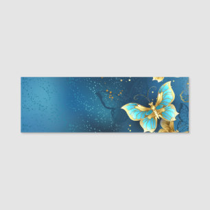 Golden butterflies name tag