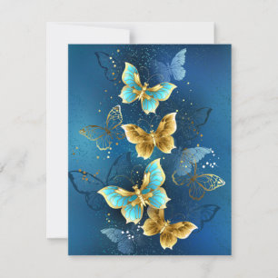 Golden butterflies note card