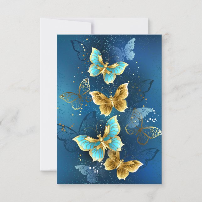 Golden butterflies note card (Front)