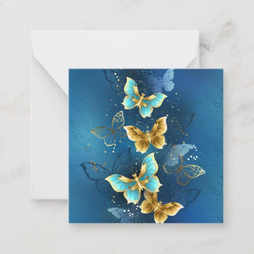 Golden butterflies note card