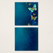 Golden Butterflies on a Blue Background (Front & Back)