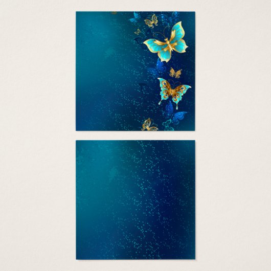 Golden Butterflies on a Blue Background (Front & Back)
