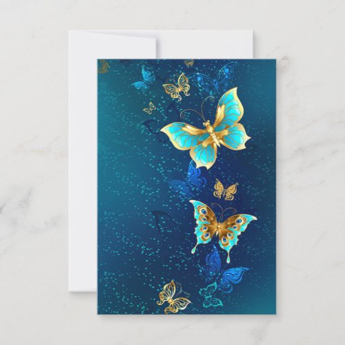 Golden Butterflies on a Blue Background Announcement