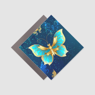 Golden Butterflies on a Blue Background Car Magnet