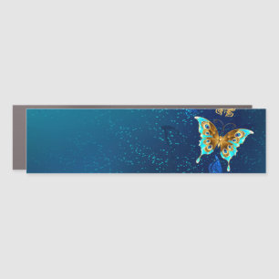 Golden Butterflies on a Blue Background Car Magnet