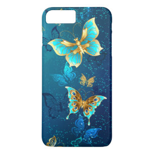Golden Butterflies on a Blue Background iPhone 8 Plus/7 Plus Case