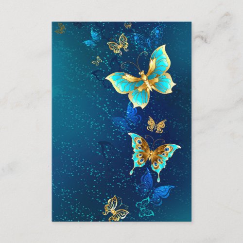 Golden Butterflies on a Blue Background Enclosure Card