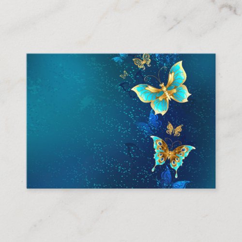 Golden Butterflies on a Blue Background Enclosure Card
