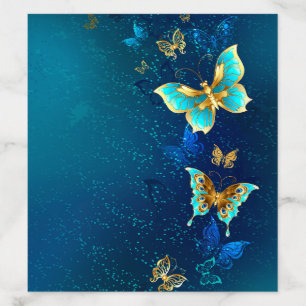 Golden Butterflies on a Blue Background Envelope Liner