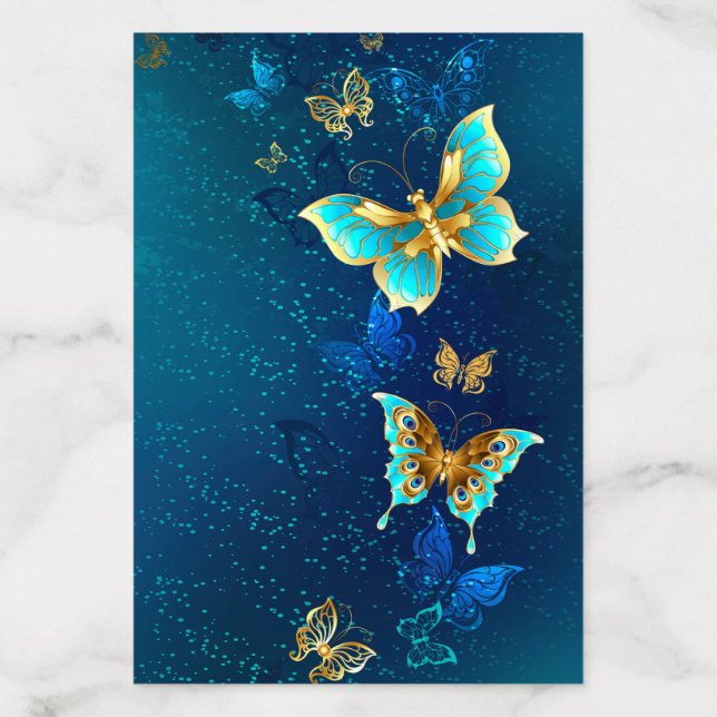 Golden Butterflies on a Blue Background Envelope Liner (Design)