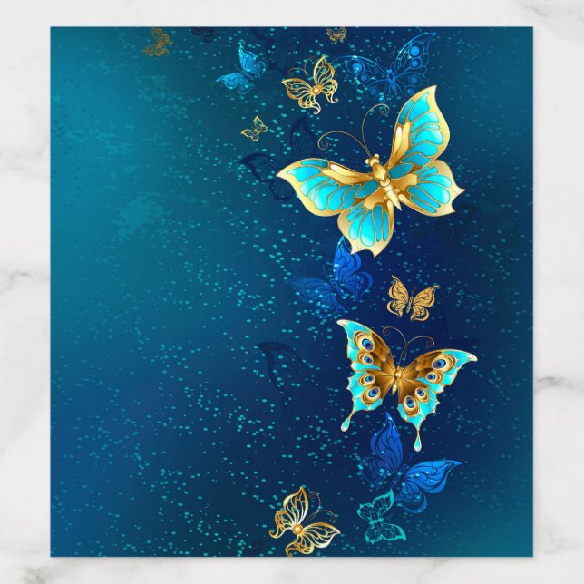 Golden Butterflies on a Blue Background Envelope Liner (Design)