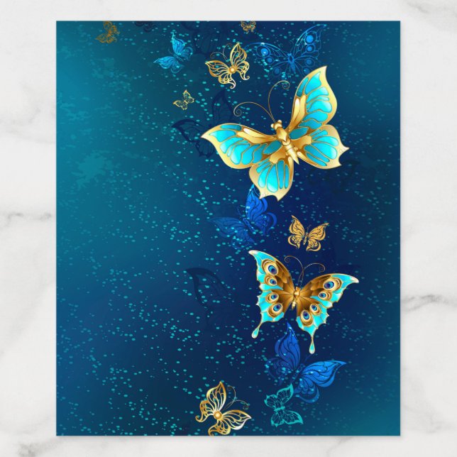 Golden Butterflies on a Blue Background Envelope Liner (Design)