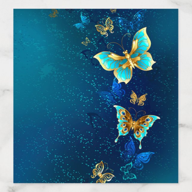 Golden Butterflies on a Blue Background Envelope Liner (Design)