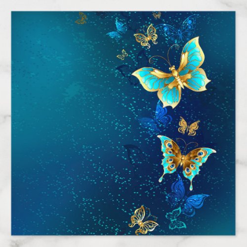 Golden Butterflies on a Blue Background Envelope Liner