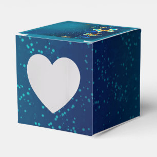 Golden Butterflies on a Blue Background Favor Boxes