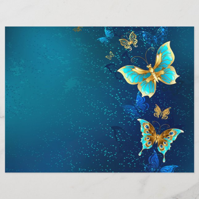 Golden Butterflies on a Blue Background Flyer (Front)