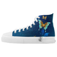 Golden Butterflies On A Blue Background High-top Sneakers at Zazzle