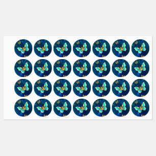 Golden Butterflies on a Blue Background Kids' Labels