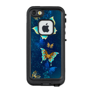 Golden Butterflies on a Blue Background LifeProof FRĒ iPhone SE/5/5s Case