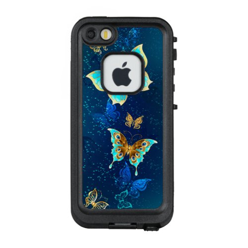 Golden Butterflies on a Blue Background LifeProof FRĒ iPhone SE55s Case