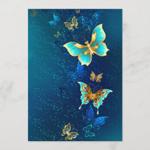 Golden Butterflies on a Blue Background Menu