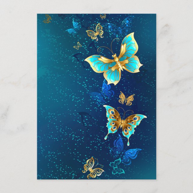 Golden Butterflies on a Blue Background Menu (Front)