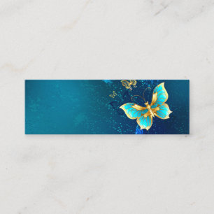 Golden Butterflies on a Blue Background Mini Business Card