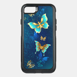 Golden Butterflies on a Blue Background OtterBox Commuter iPhone SE/8/7 Case