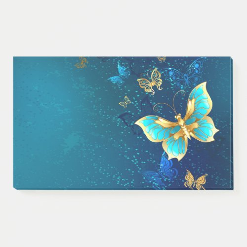 Golden Butterflies on a Blue Background Post_it Notes