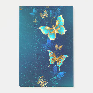 Golden Butterflies on a Blue Background Post-it Notes