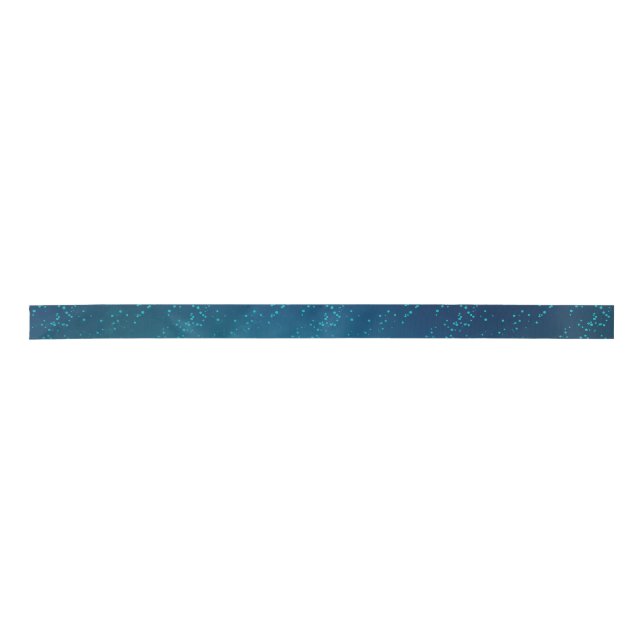 Golden Butterflies on a Blue Background Satin Ribbon (Front)