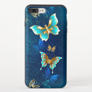Golden Butterflies on a Blue Background iPhone 8/7 Plus Slider Case