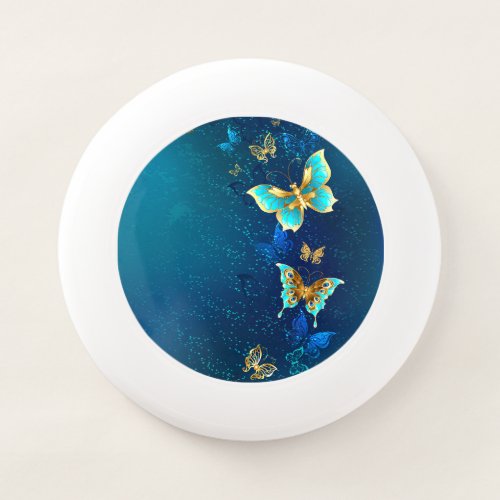 Golden Butterflies on a Blue Background Wham_O Frisbee