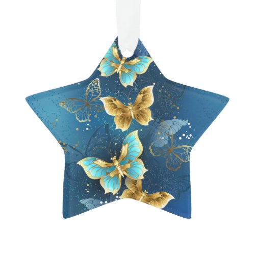 Golden butterflies ornament
