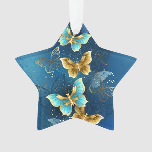 Golden butterflies ornament