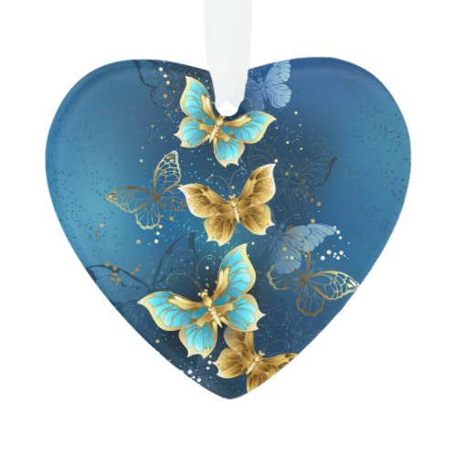 Golden butterflies ornament
