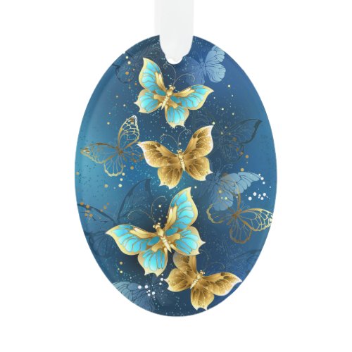 Golden butterflies ornament