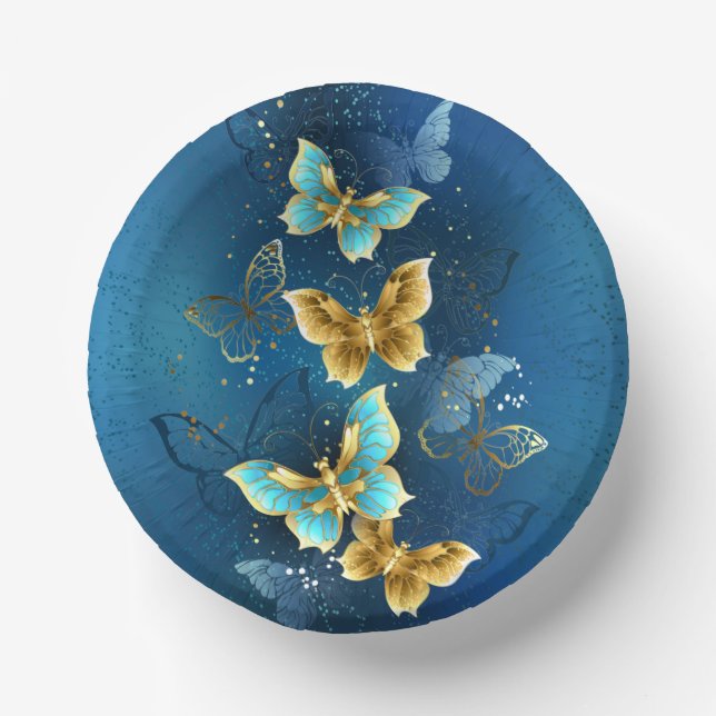 Golden butterflies paper bowls (Front)