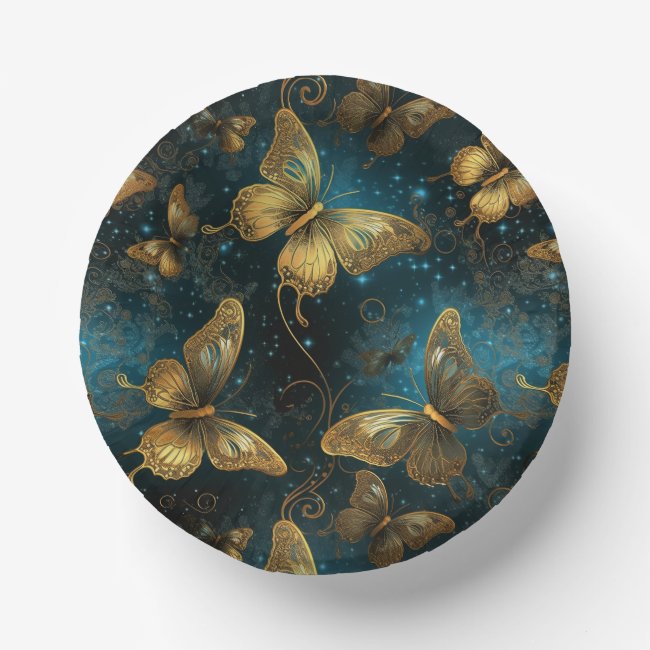 Golden Butterflies Paper Bowls
