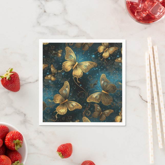Golden Butterflies Paper Napkins (Insitu)