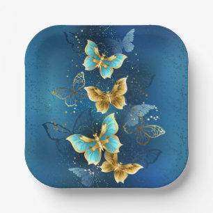 Golden butterflies paper plates